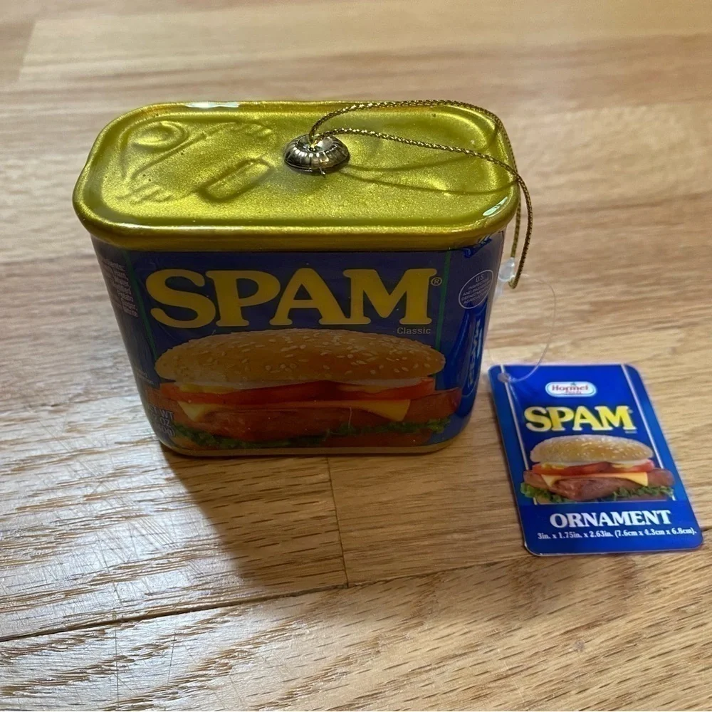 Spam Christmas Ornament Decoration NEW Novelty Blue Gold
